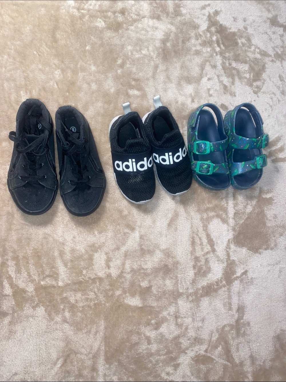 adidas Kids Black Slip-On Mesh Sneakers and 2 more pairs of shoes size 8C